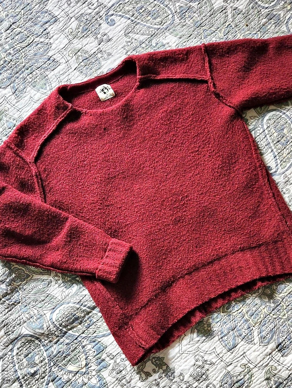 Free People Cozy Everyday Burgundy Knit Pullover Sweater